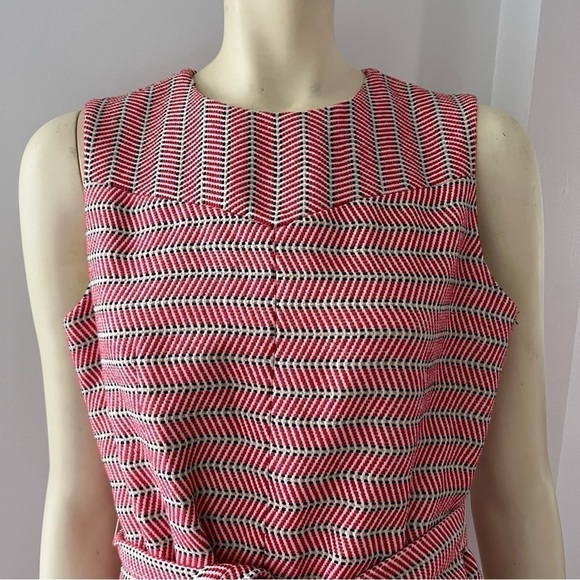 Jcrew Women’s Italian Tie Waist Dress in Tweed Sleeveless Red Tan Black 8T - Picture 9 of 12